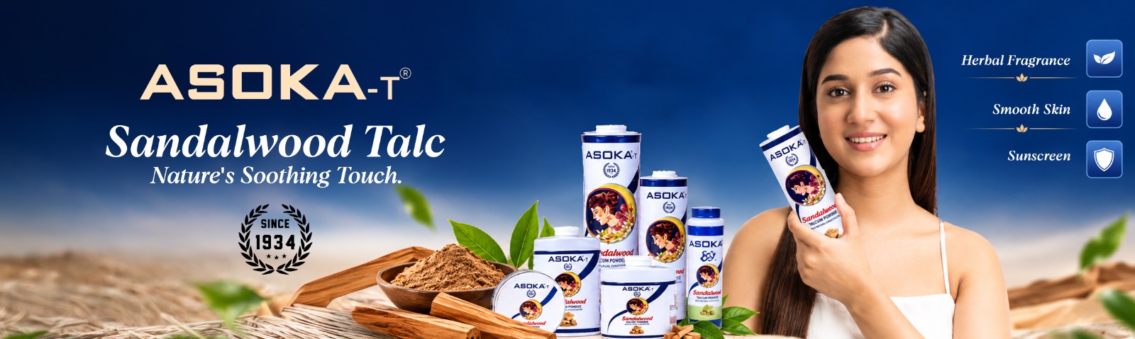 ASOKA-T Sandalwood Talcum Powder